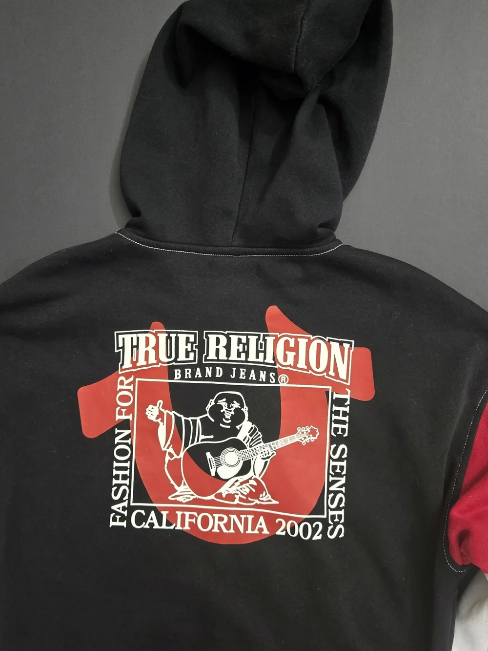 True Religion Y2K Small Unisex Split Act University Buddha Colorblock Hoodie